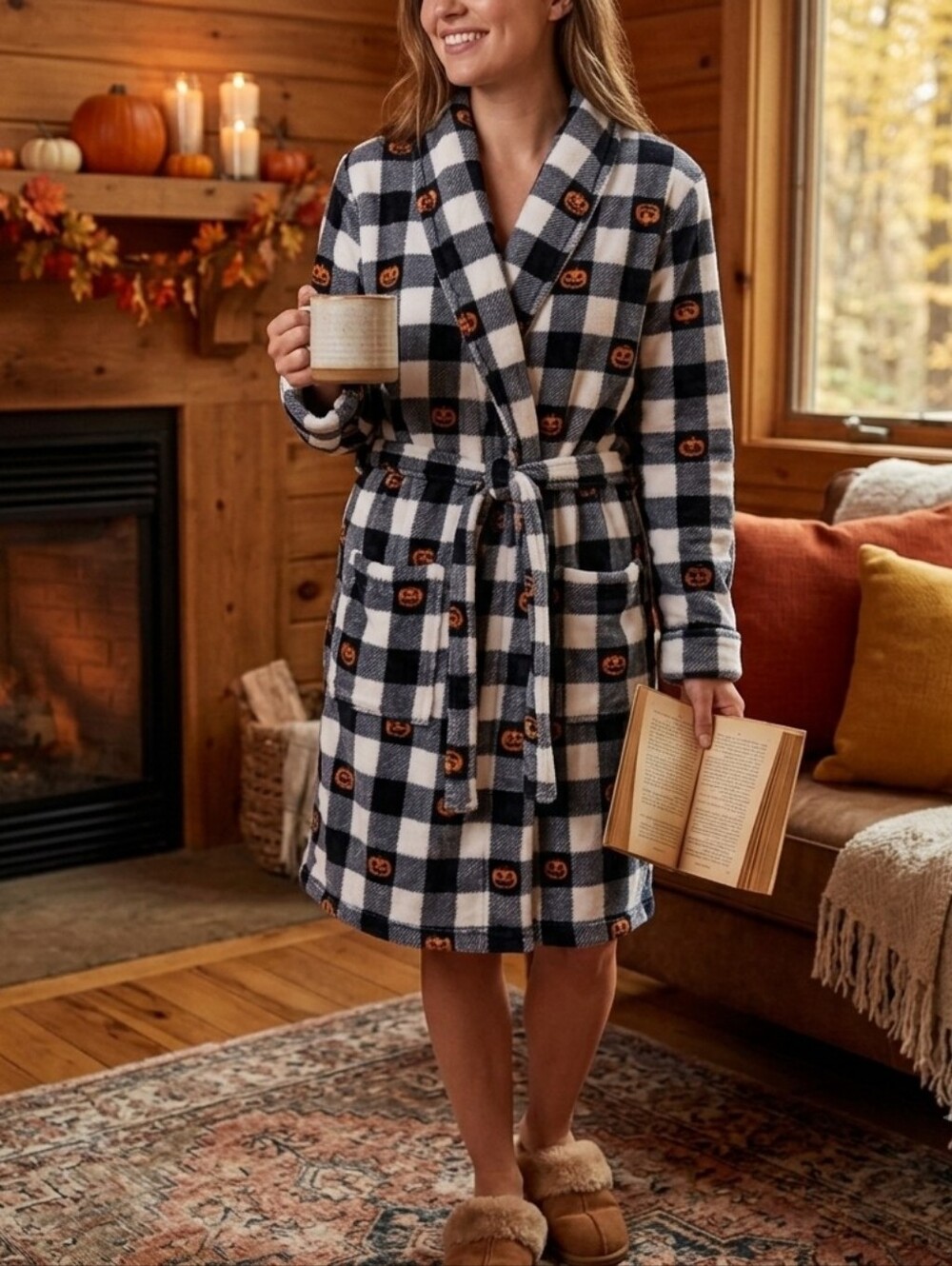 Pumkin Checkered Robe